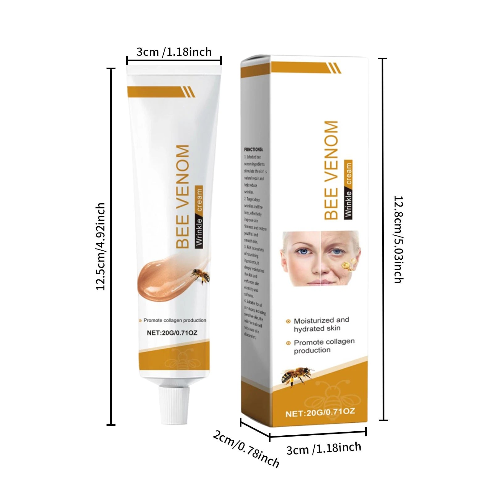 Bee Venom Wrinkle Removal Cream Firming Lifting Facial Moisturizing Deep Hydration Smoothing Fine Lines Anti Aging Face Cream Qme