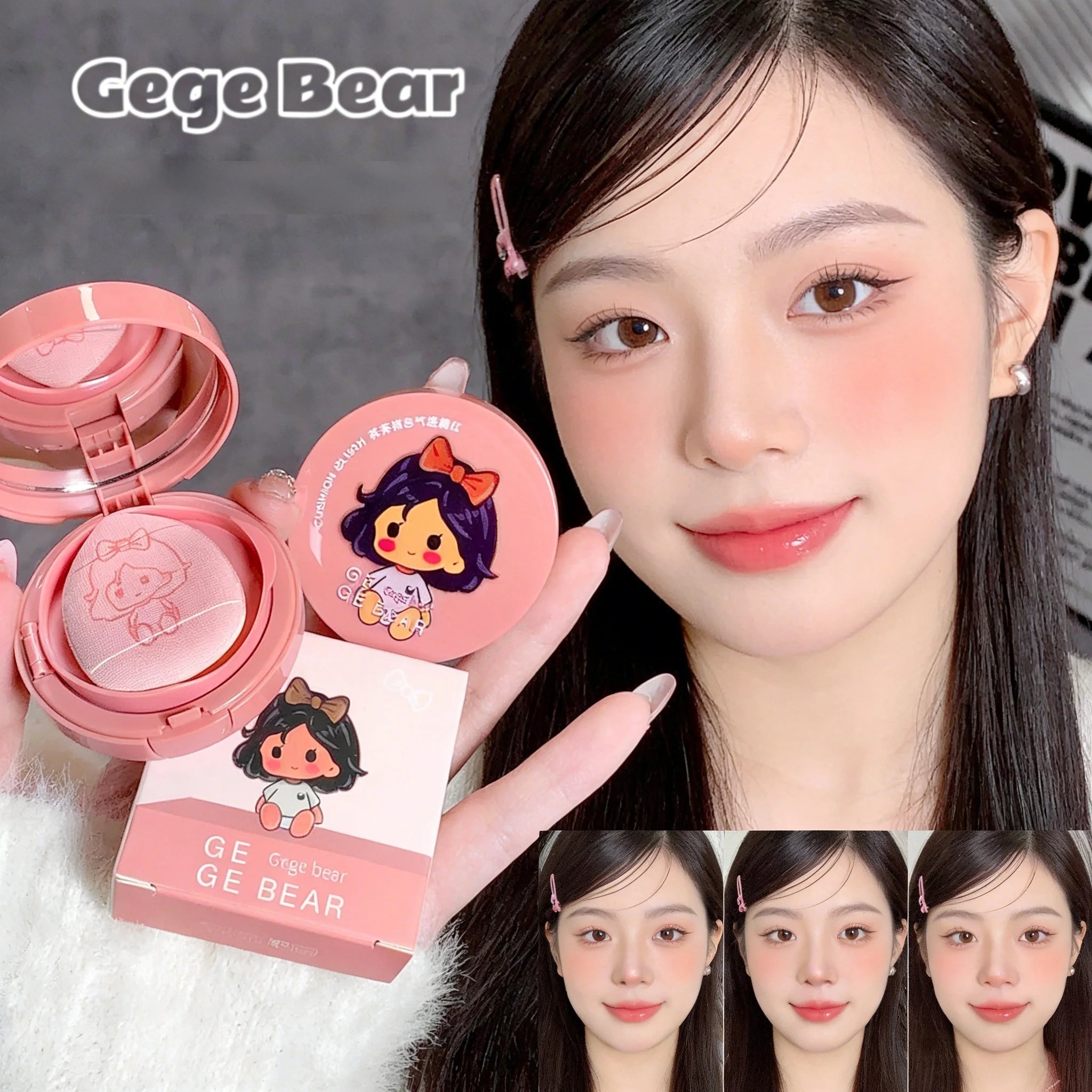 Cushion Blush Blendable Shade Powder Puff Whitening Without Sticking Qme