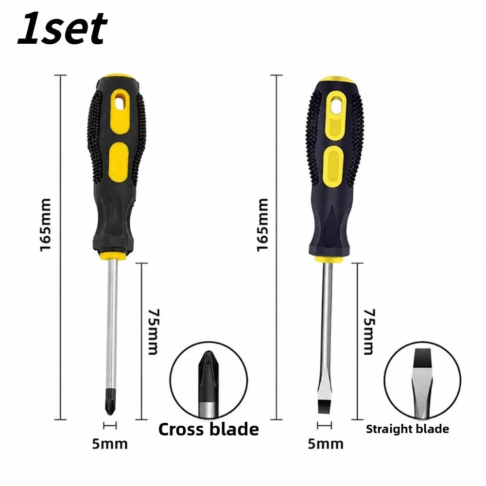 Magnetic Tip Screwdriver Kit Equipped With Comfort Cushion Anti-slip Handle Flat Phillips Heads For Household DIY Repair Works Qme 1set