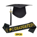 Class Of 2026 Black Golden Satin Sash Bachelor Cap With Tassel Graduation Shoulder Strap Congrats Grad Party Photo Props Qme A2