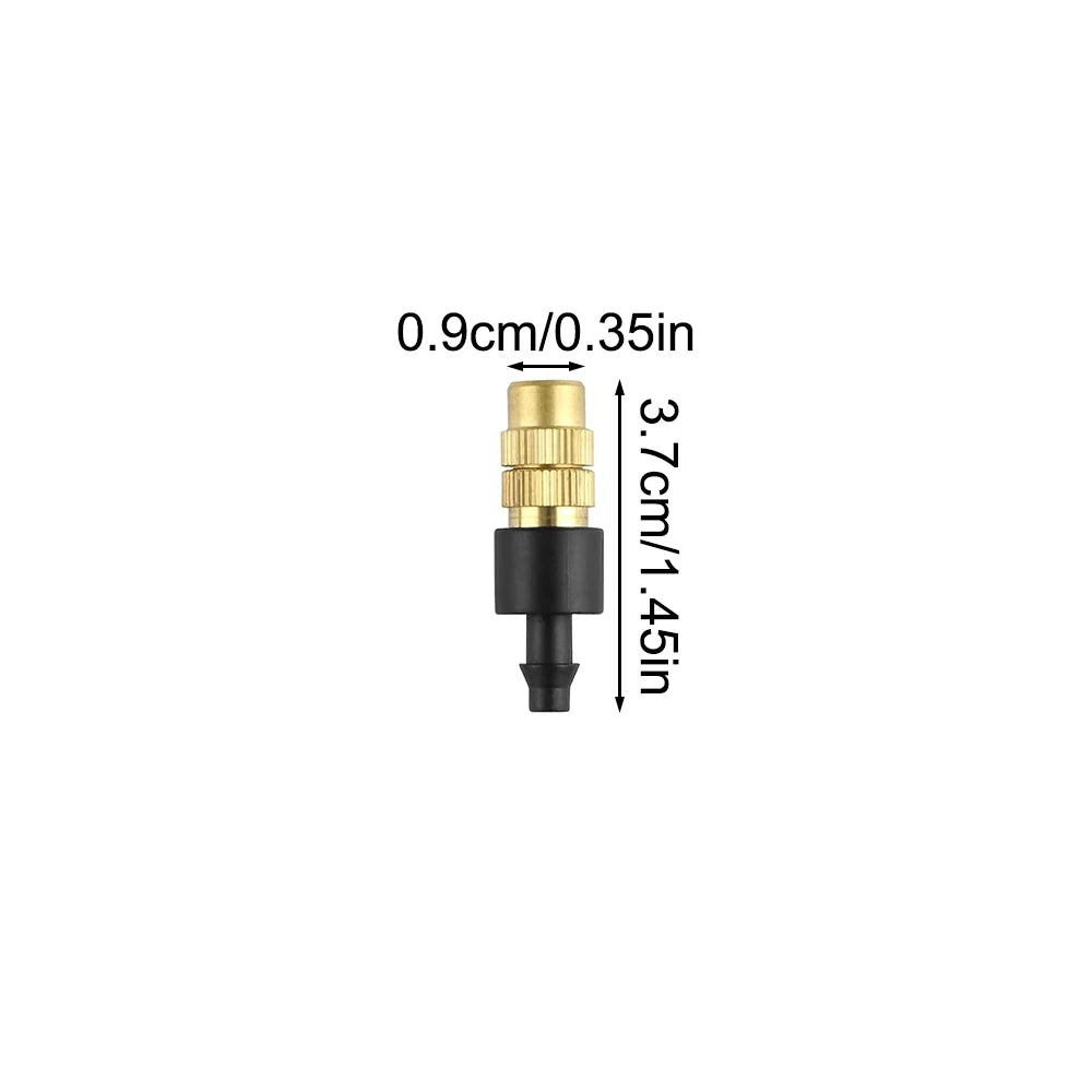 10pcs 4/7PVC Outdoor Misting Cooling System Garden Irrigation Watering 1/4'' Brass Atomizer Adjustable Garden Micro Sprinklers Qme