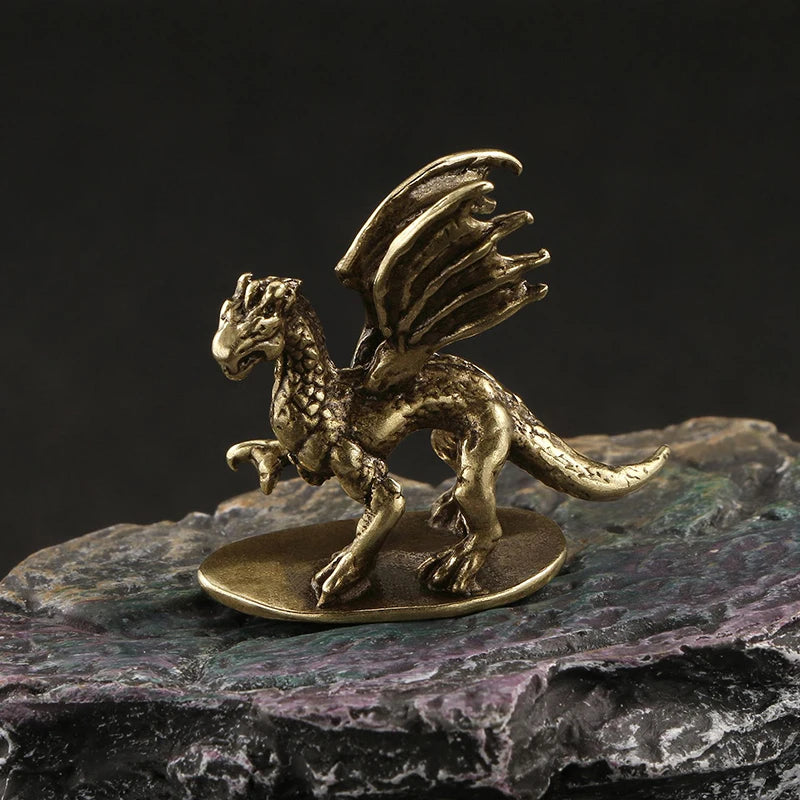 Mythical Beast Figurines Retro Home Feng Shui Decoration Solid Copper Qme