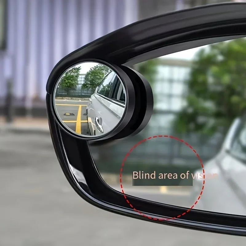 Car Rearview Mirror Rain Visor with Integrated Blind Spot Mirror & Reversing Aid - Convex Curved -Like Shield, Qme