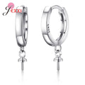 Round Shape Earrings Jewelry Genuine 925 Stamp Sterling Silver Color For Women Girls Wedding Fashion Jewelry Qme Default Title