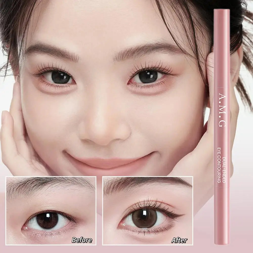 Double-headed Silkworm Eyeliner Pen Creamy Smooth Blendable Lying Qme