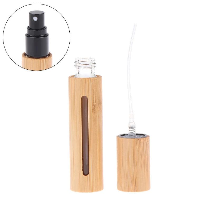 Refillable Empty Bamboo Spray Bottles Mini Fragrance Containers Qme