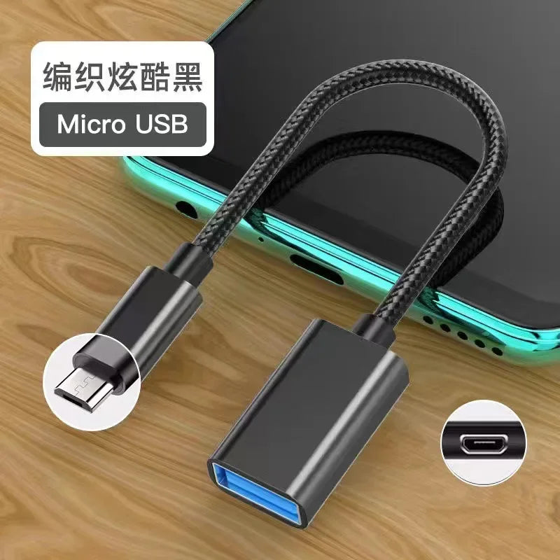OTG Type C Cable Adapter USB to Type C Adapter Connector for Xiaomi Samsung S20 Huawei OTG Data Cable Converter for MacBook Pro Qme micro black 2.0