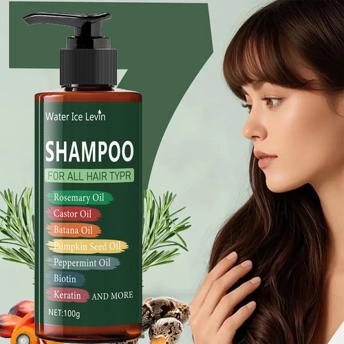 7in 1 Hair Shampoo - 250g 7 in 1 Shampoo - Cooling and Moisturizing for Damaged Hair, Split Ends, Anti-Breakage, Rich in Lavender, Rapeseed Oil, Peppermint Oil, Biotin, and Keratin Qme