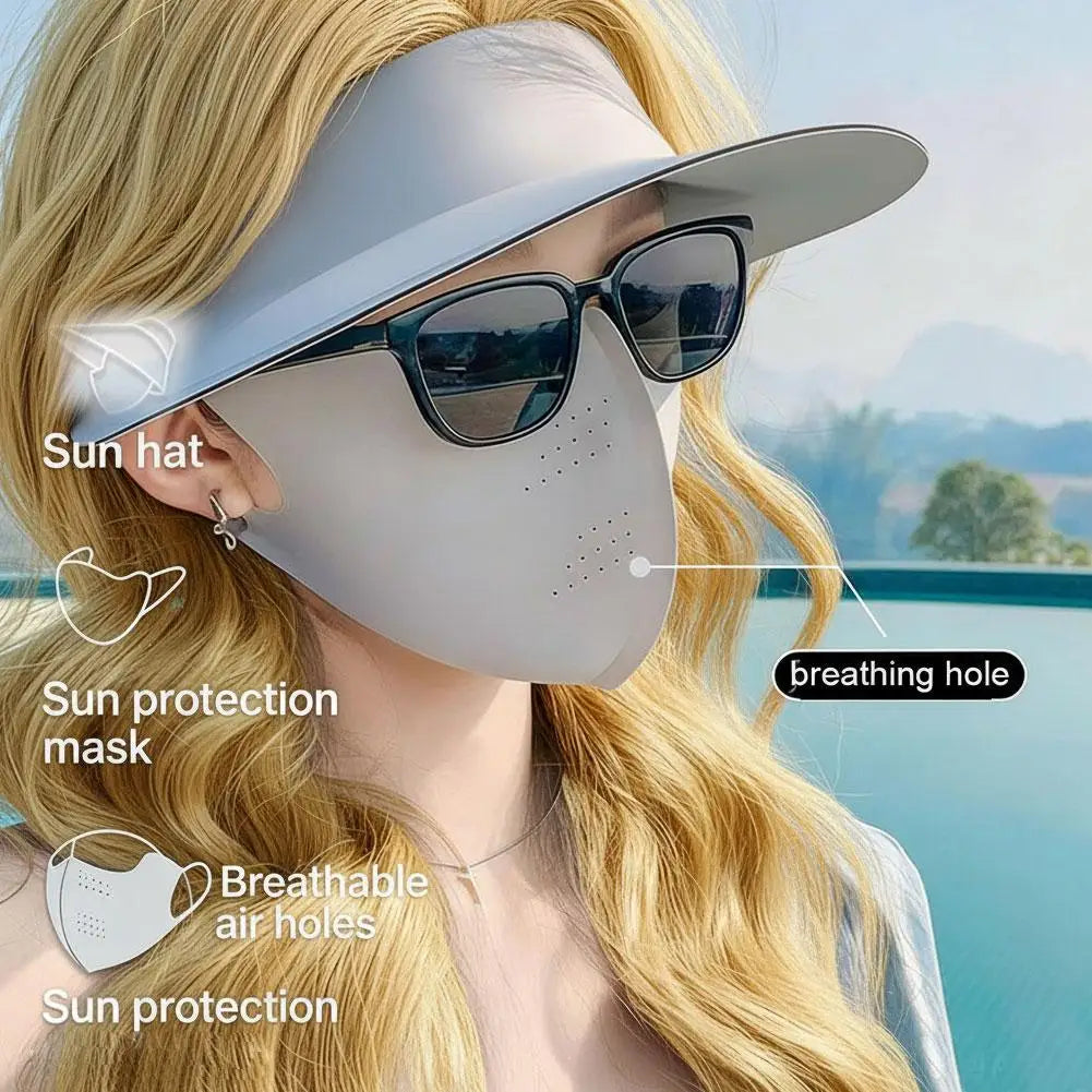 Sunscreen Face Mask Sun Visor Hat UPF 50+ Summer Cover Full Qme