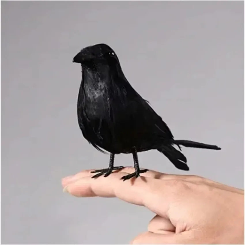 3pcs/set Halloween Black Crow Fakes Bird Toys Feather Animal Festival Decoration Props Party Supplies Garden Statues Sculptures Qme
