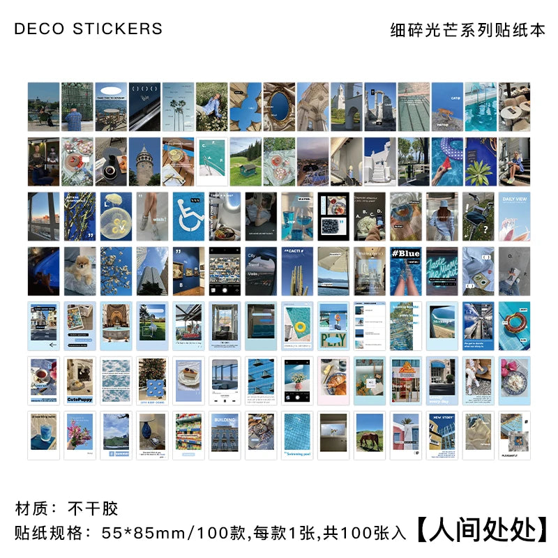 100pcs large size Ins Landscape Stickers Aesthetics Photographic pictures Deco scrapbooking Korea Stationery Supplies Sticker Qme 1