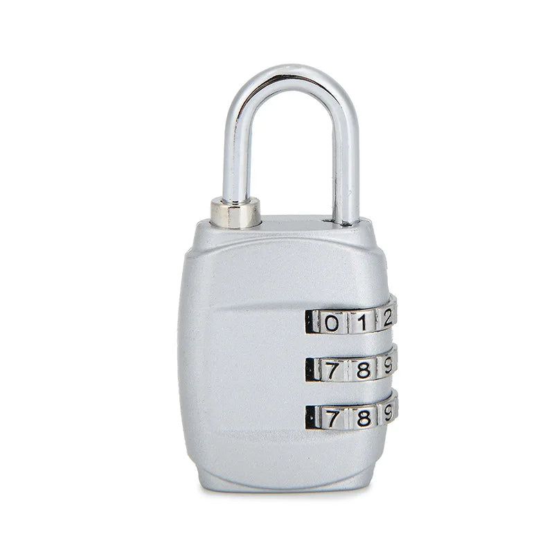 3 Digit Combination Padlock Mini Code Lock Luggage Lock for Suitcase Backpack Gym Locker Cabinet Drawer Travel Security Lock Qme Silvery 1pc
