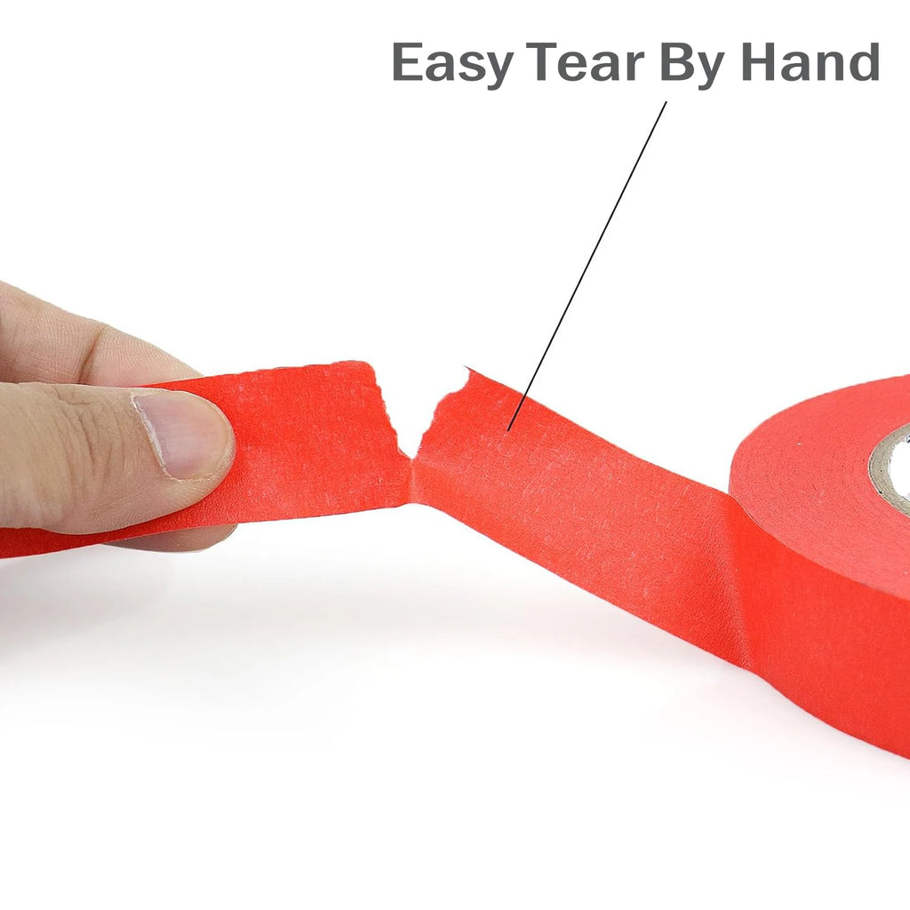 2cm 3/6 Rolls Red Painters Masking Tape Bulk Sharp Edge Line Technology, Residue-Free and Artisan Grade Wall Trim Tape Qme