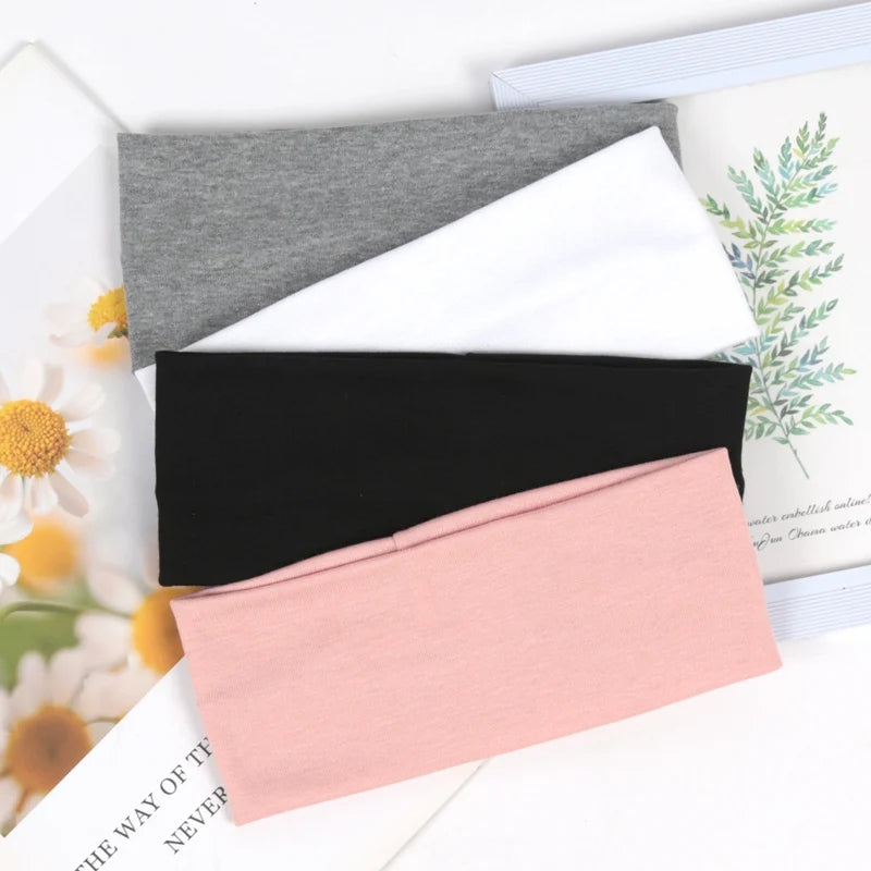 Unisex Simple Solid Running Sports Yoga Headband Absorb Sweat Elastic Qme