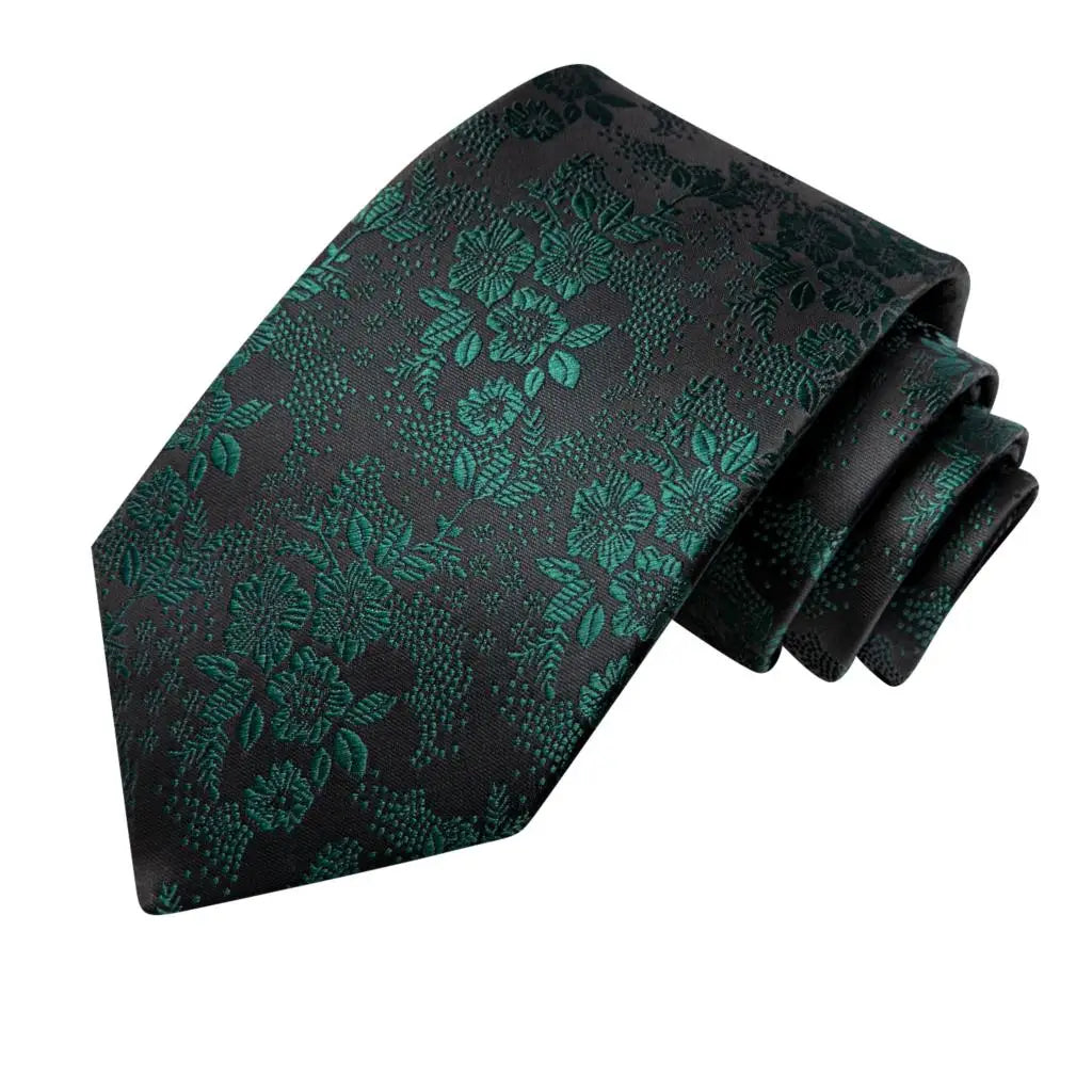 Hi-Tie Paisley Purple Green Floral Silk Elegant Tie For Men Groom Wedding Men Necktie Pocket Square Cufflink Accessory Wholesale Qme