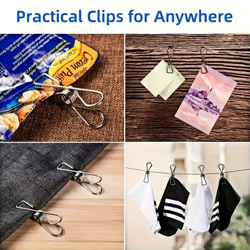 20pcs Stainless Steel Clothes Pins, Durable Clothes Pegs, Multi-Purpose Metal Wire Utility Clips For Laundry Home Kitchen Qme