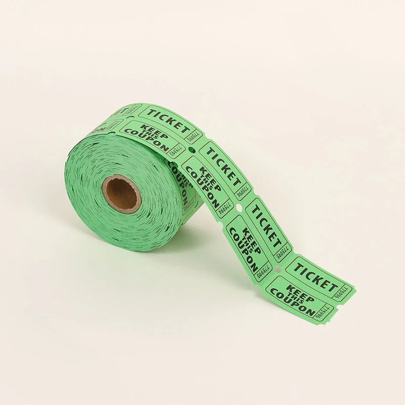 1000Pcs Colorful Tearable Raffle Tickets Double Rolls Admission Ticket Game Ticket For Events Carnivals Entry Class Reward Qme Green 1set