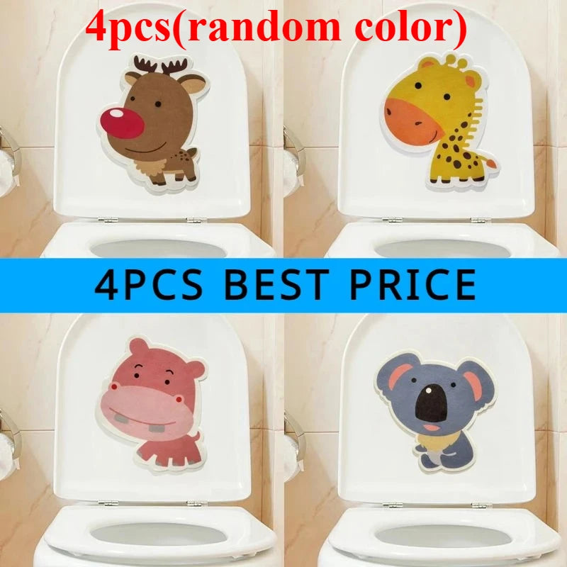 Cartoon Fragrant Toilet Stickers Self-Adhesive Wall Sticker for Kid Bathroom Washroom Decorative Deodorization Toilet Lid Decals Qme 4pcs(random color)