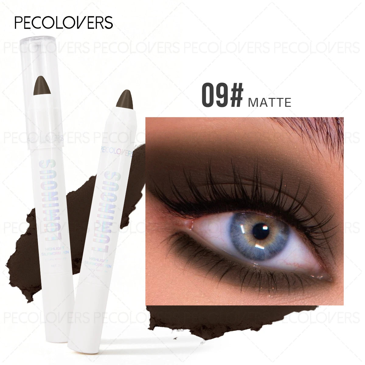 Single Fine Shimmer Eyeshadow Stick Brighten Ash Brown Travel Qme 09
