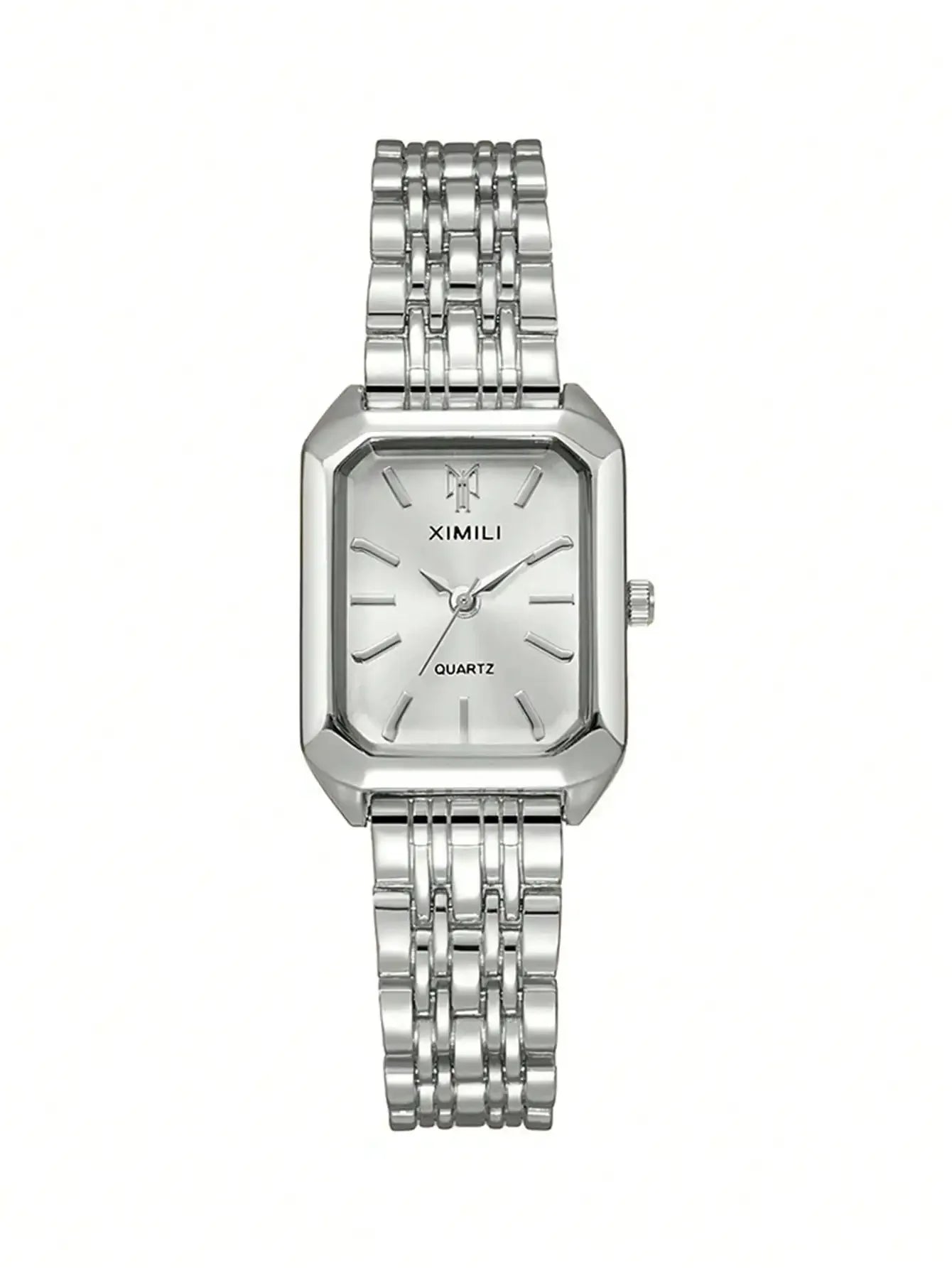Women's Watch Fashion Simple Steel Belt Watch Women's Watch Square Quartz Watch+Star Pendant Bracelet Qme