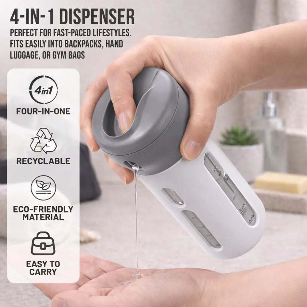 4-in-1 Emulsion Dispenser Bottle Travel Refillable Lotion Container Qme