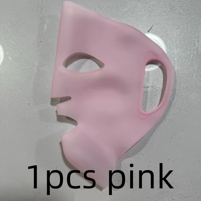 3D Silicone Mask Reusable Mask Cover Facial Moisturizing Prevent Evaporation and Enhance Skin Care Tool Qme 1pcs pink