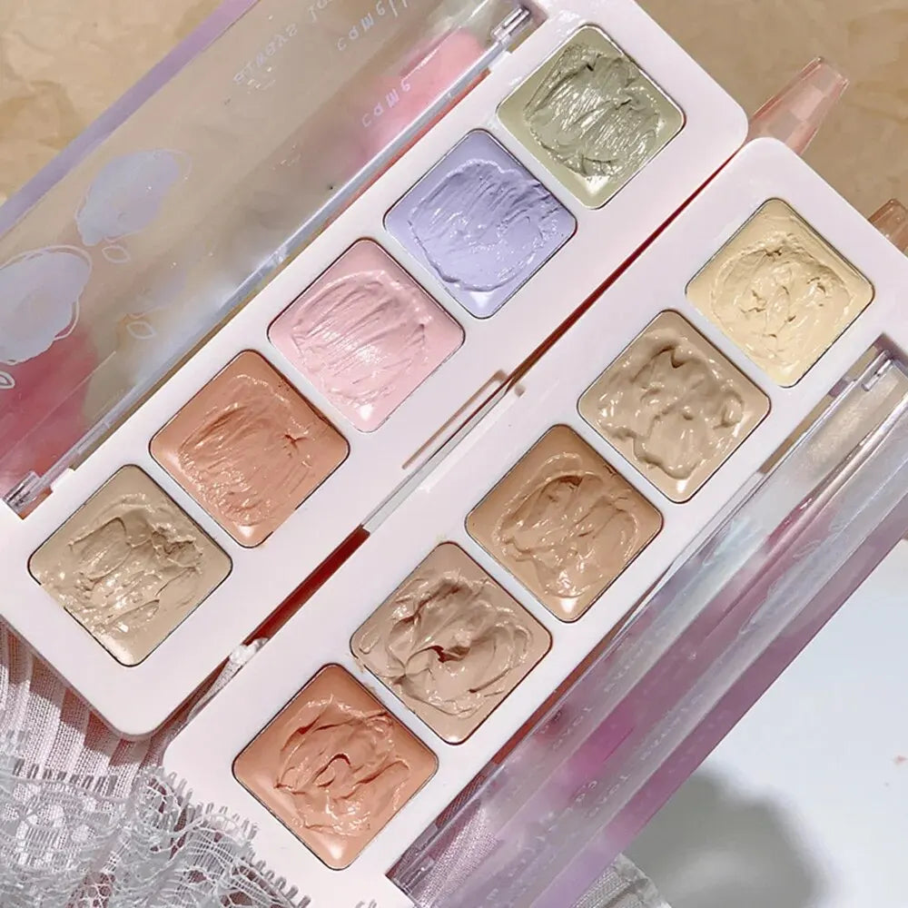 XIXI 5 Colors Corrector Palette Color Correcting Concealer Palett Face Contouring Highlighter Conceals Dark Circles Blemishes Qme