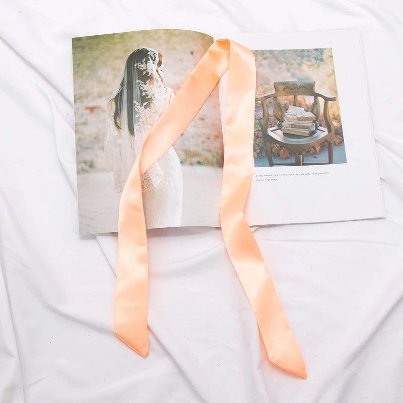 Long Bag Scarf Women Hair Band Lady Accessories Solid Skinny Scarves Qme Pale Pinkish Grey length 100cm
