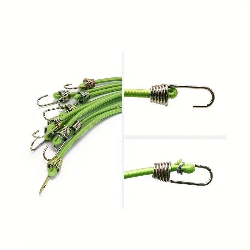10pcs 10 Inch Bungee Cord High Elasticity Rubber Tied Rope With Hooks Outdoor Tent Assembly Camping Luggage Outdoor Accessories Qme