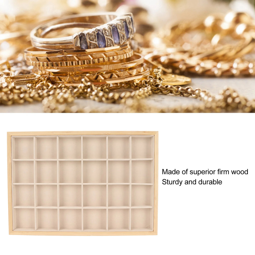 Jewelry Storage Display Trays Multipurpose 24 Grids Jewelry Tray for Ring Earring Bangle Bracelet Necklace Qme