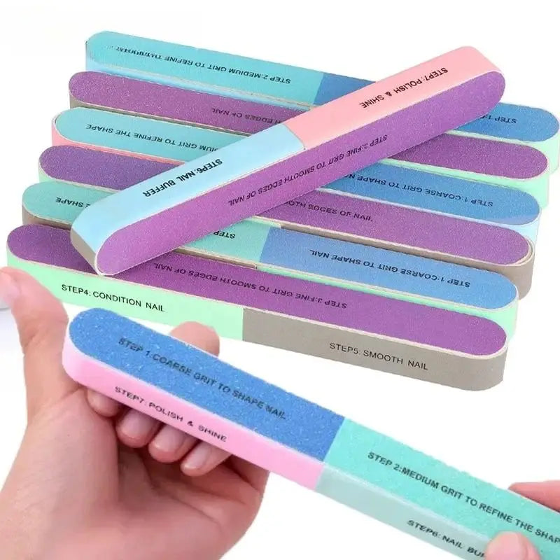 7 Sides Nail Buffers Files Professional Polisher For Nail Art Manicure Polishing Block Buffing Accessories Cream Tools Qme