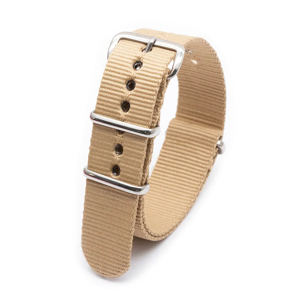 Durable Striped Nylon Wristband Bracelet Style Watch Band 18MM 20MM 22MM 24MM Universal Strap for Sport Casual Watches Qme white 22mm