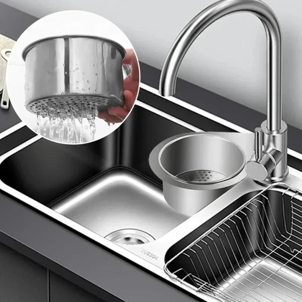 Stainless Steel Swan Sink Strainer Hanging Detachable Kitchen Sink Garbage Dry Wet Separation Filter Basket Kitchen Accessories Qme