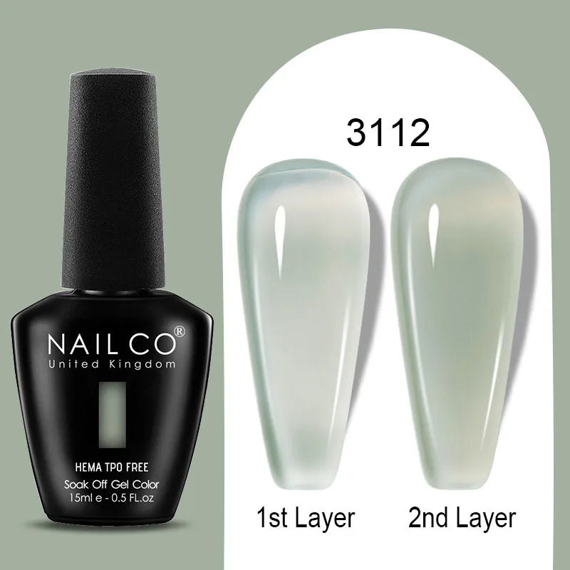 Nailco Jelly Gel Nail Polish Transparent Varnishes 44 Colors Red Pink