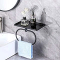 1 Storage Towel Rack Hand Bathroom Non Perforated Circular Ring Qme black