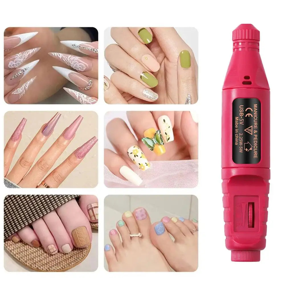Nail Drill Electric File Acrylic Nails Remove Gel Rechargeable Qme
