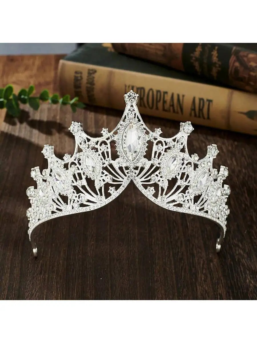 Bridal Hair Crown 1pcSet Luxury Wedding Accessories Bride Multicolor Qme white