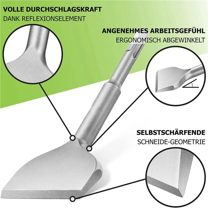 A02F-3X Tile Chisel SDS Plus Chisel- 165X75mm Wide For Hammer, Flat Chisel Angled, 42Crmo Special Steel, Durable, Sharp Qme