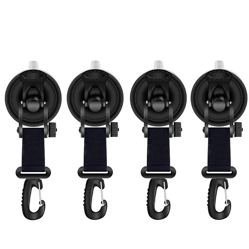 4Pcs Suction Cup Anchor Securing Hook Tie Down Camping Tarp As Car Side Awning Pool Tarps Tents Securing Hook Universal Travel Qme black