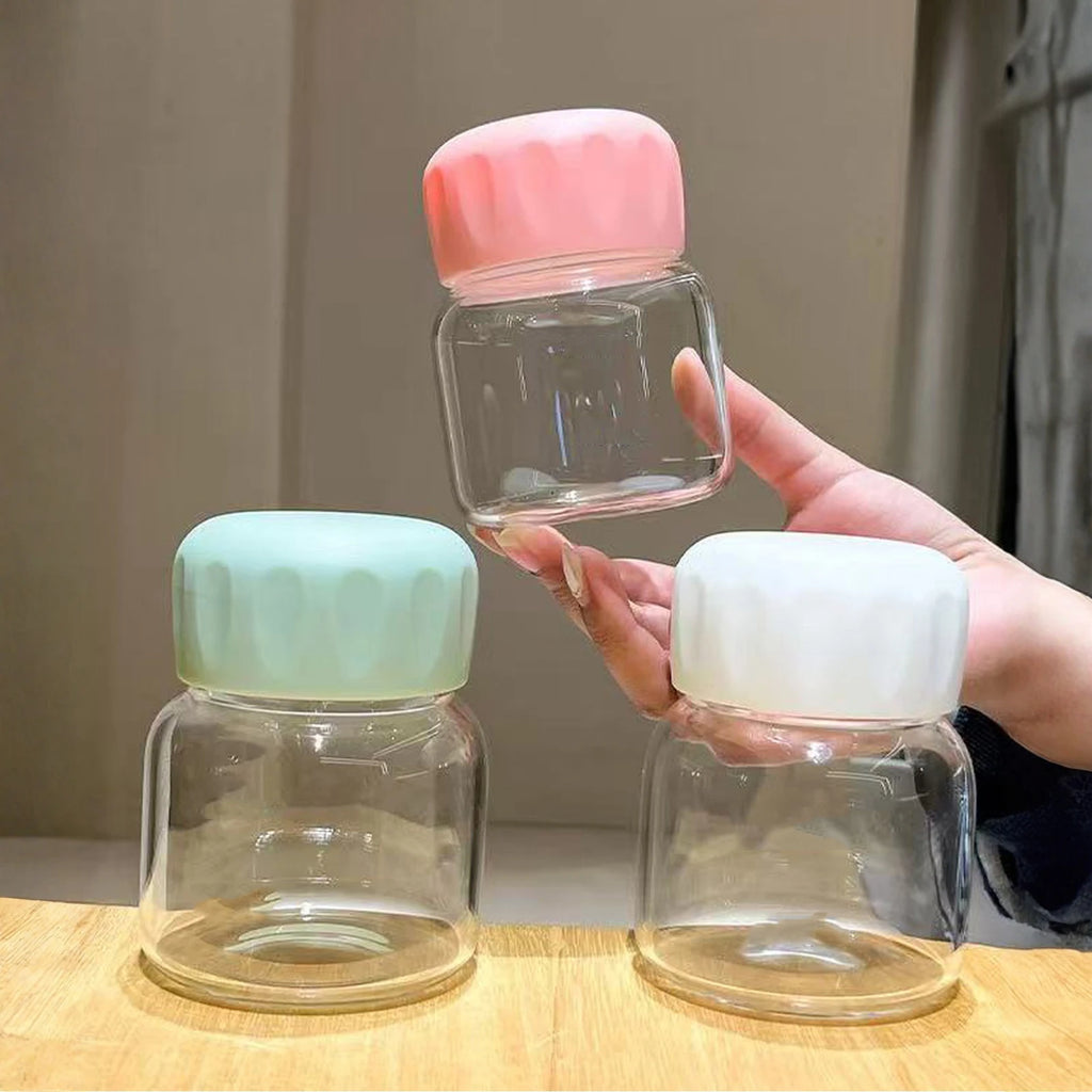 Small Plastic Cute Leak-proof Water Cup Soy Milk Coffee Mug Breakfast Cup Glass Water Bottle Outdoor Picnic Sports Protable Cup Qme