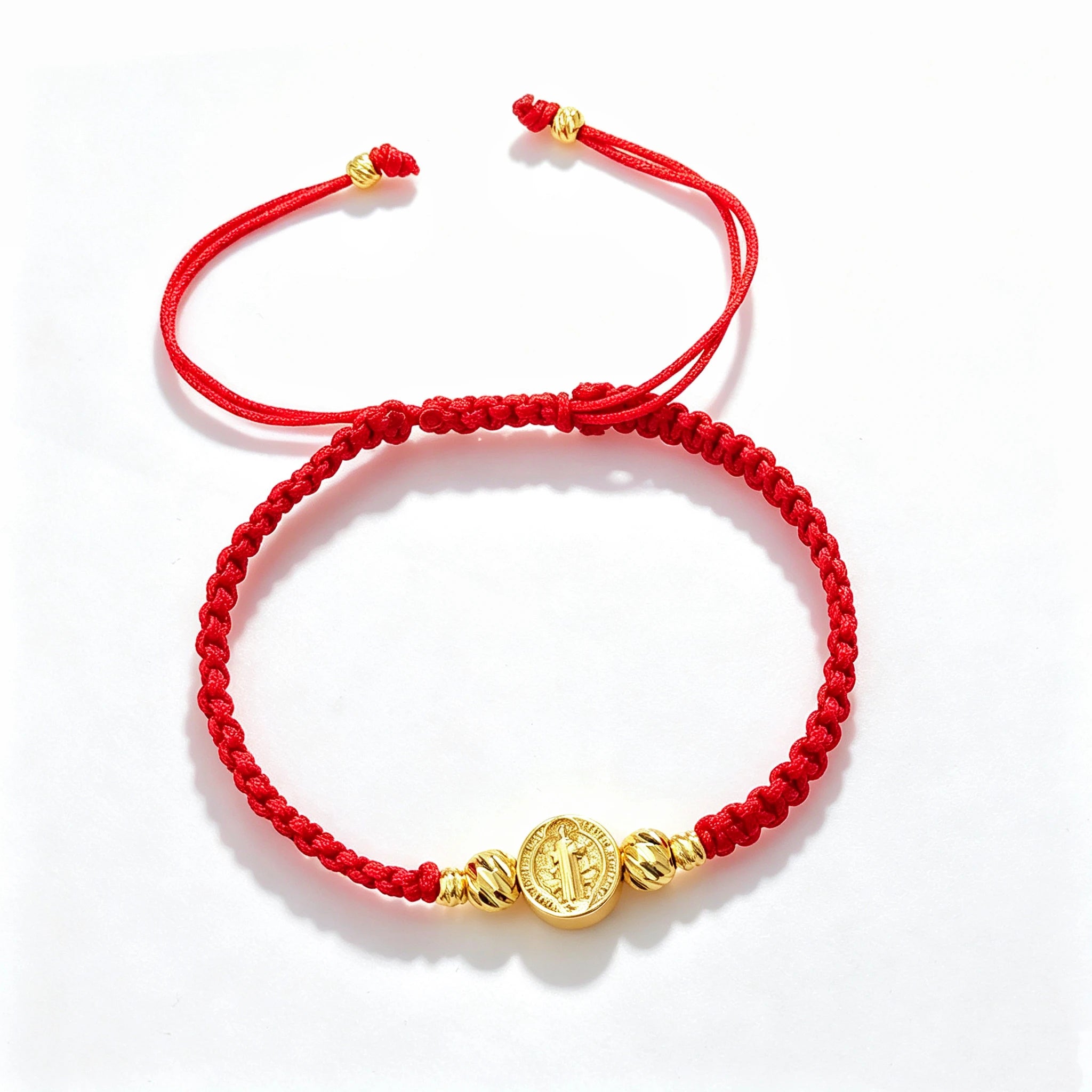 Adjustable St. Benedict Red Black Rope Braided Bracelet Gold Plated Protection Religious Jewelry for Men Women Daily Party Gift Qme 3