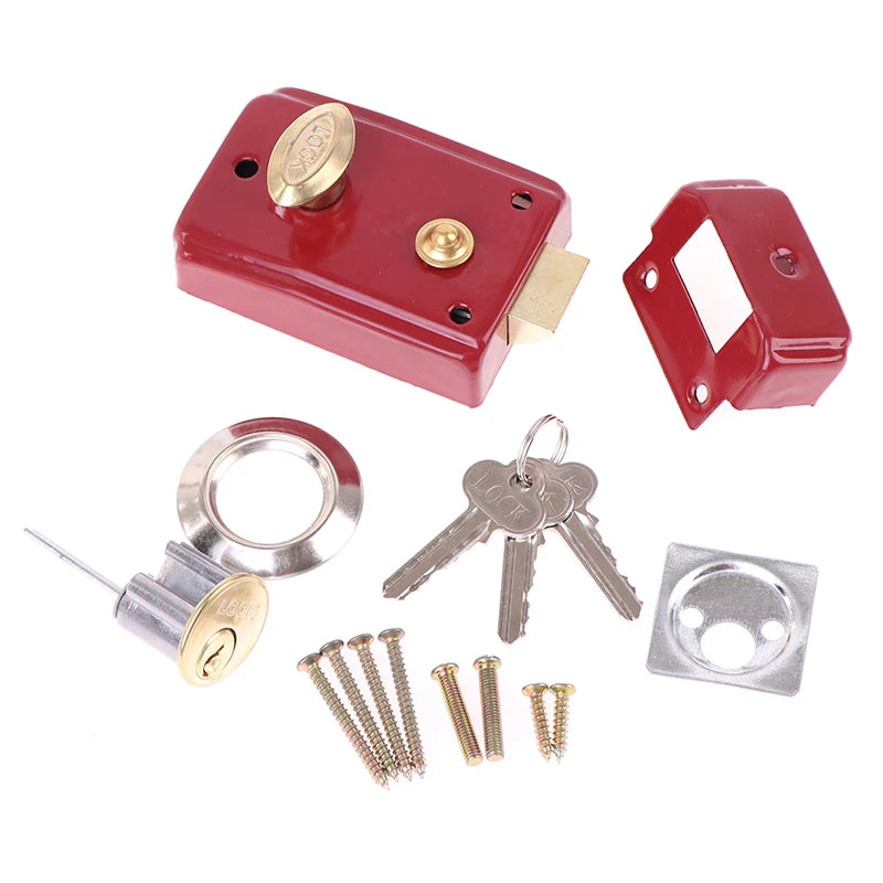 ^Anti-Theft Home Strong Universal Heavy-Duty Door Lock Lock Indoor Mortise Lock Qme Red 1SET