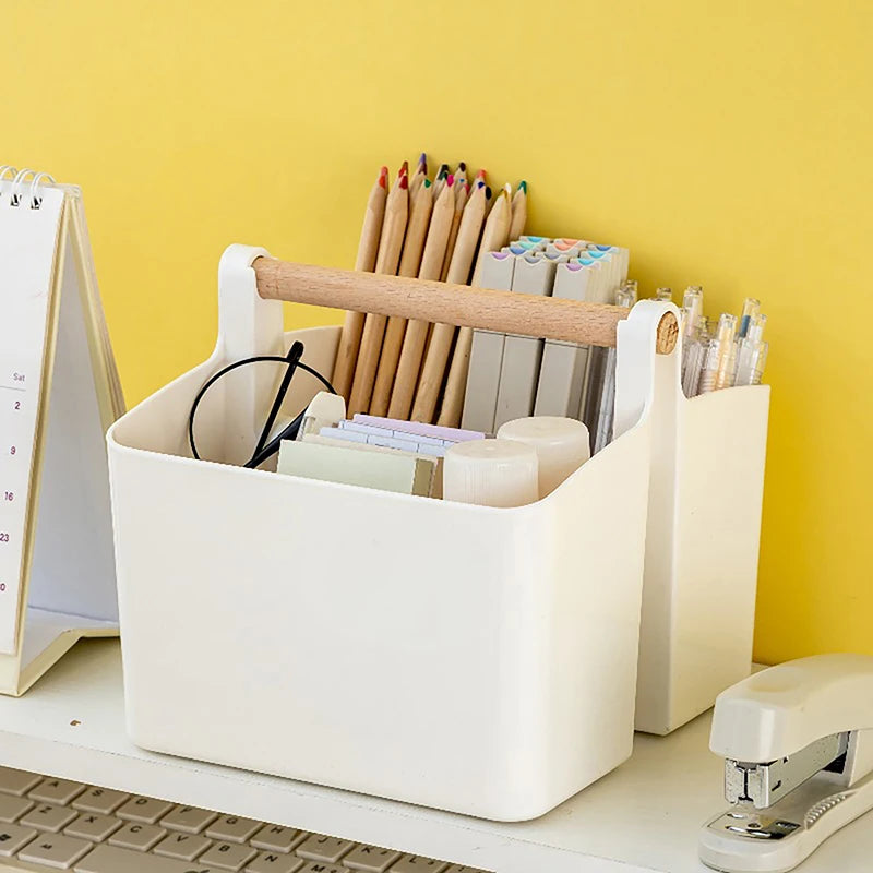 Large Capacity Multifunctional Storage Holder School Office Portable Pen Holder Storage Box Desktop Sundries Storage Basket Qme