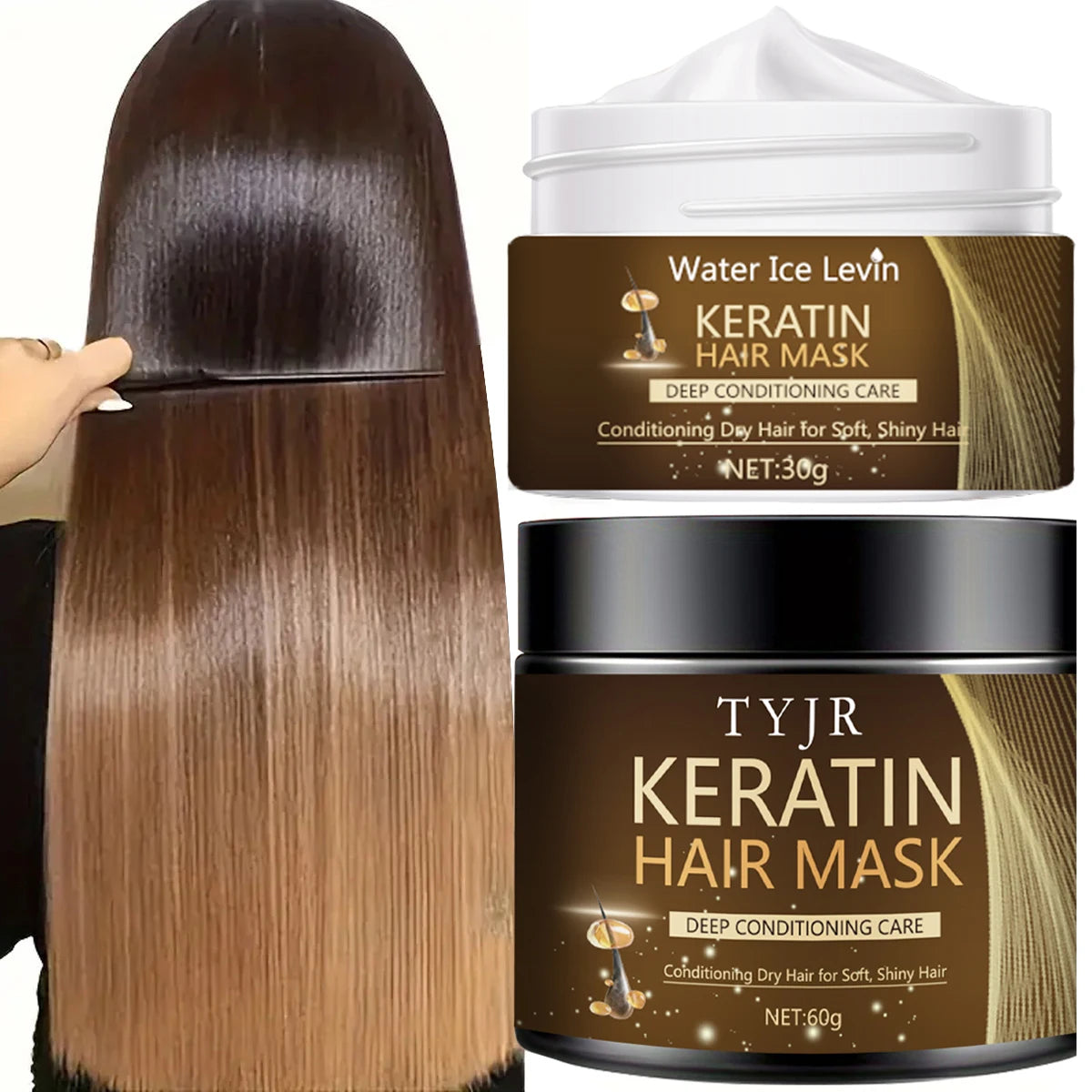Keratine Magic Hair Mask Protein Straightening Repair Cream for Dry, Frizzy, Damaged Hair Professional Smoothing, Shining, and Deeply Moisturizing Care 60G/30G Qme 30g