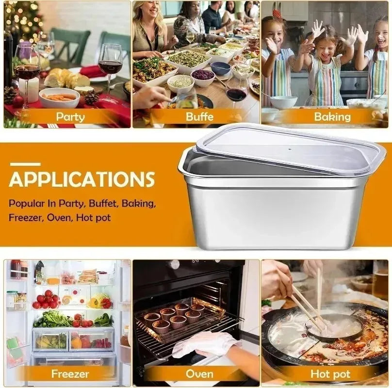 Stainless Steel Food Preservation Storage Containers Airtight Lids for Kitchen Bento Box Meal Prep Metal Heated Lunch Box Qme