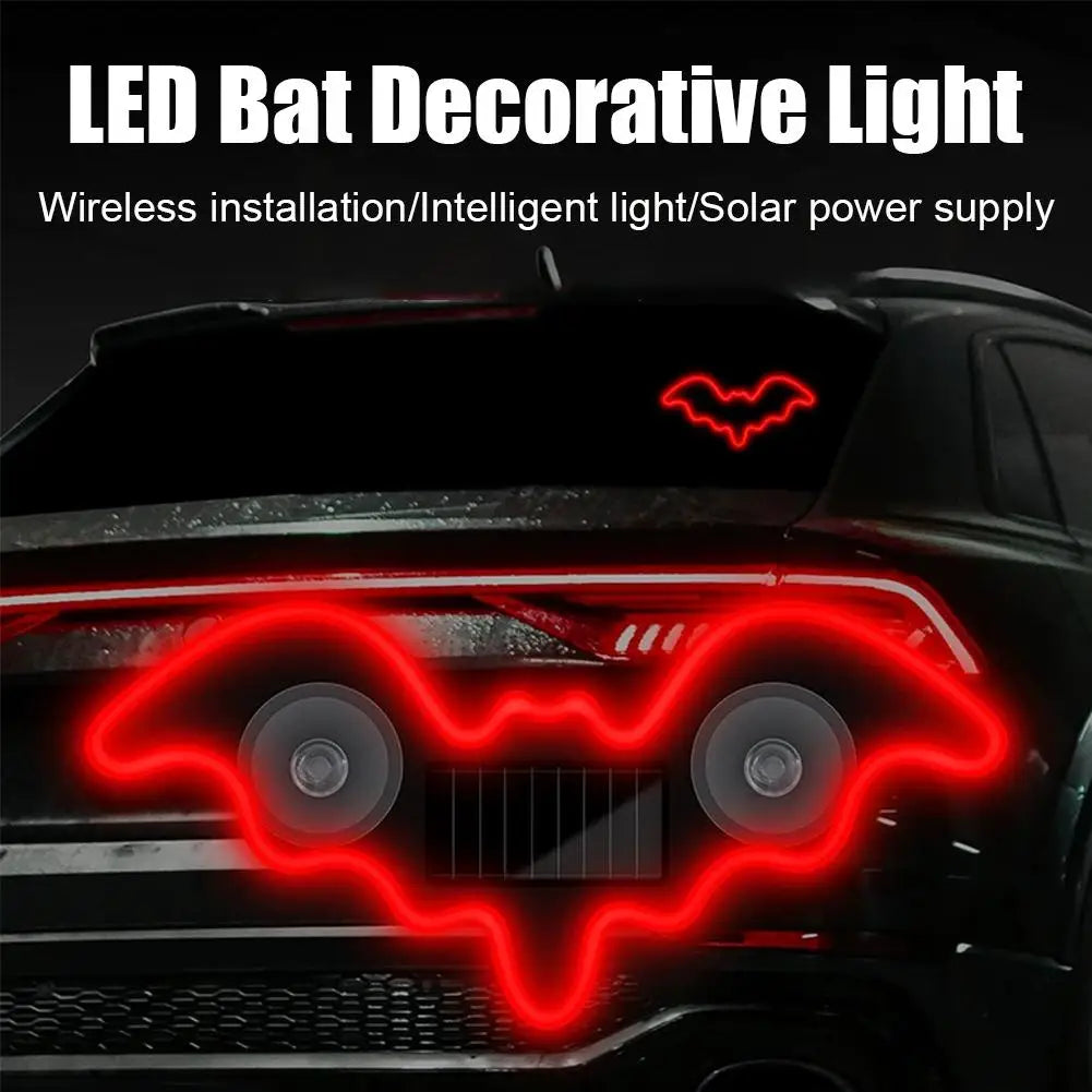 Solar Powered Car LED Ambient Light Cute Bat Shaped Suction Cup Qme