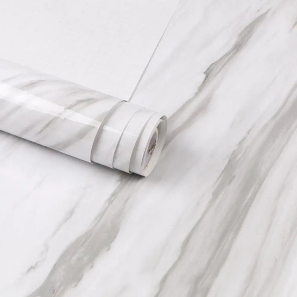 55cm Marble PVC Waterproof and Oil Resistant Self-Adhesive Wall Sticker for Living Room and Kitchen Cabinet Decoration Wallpaper Qme