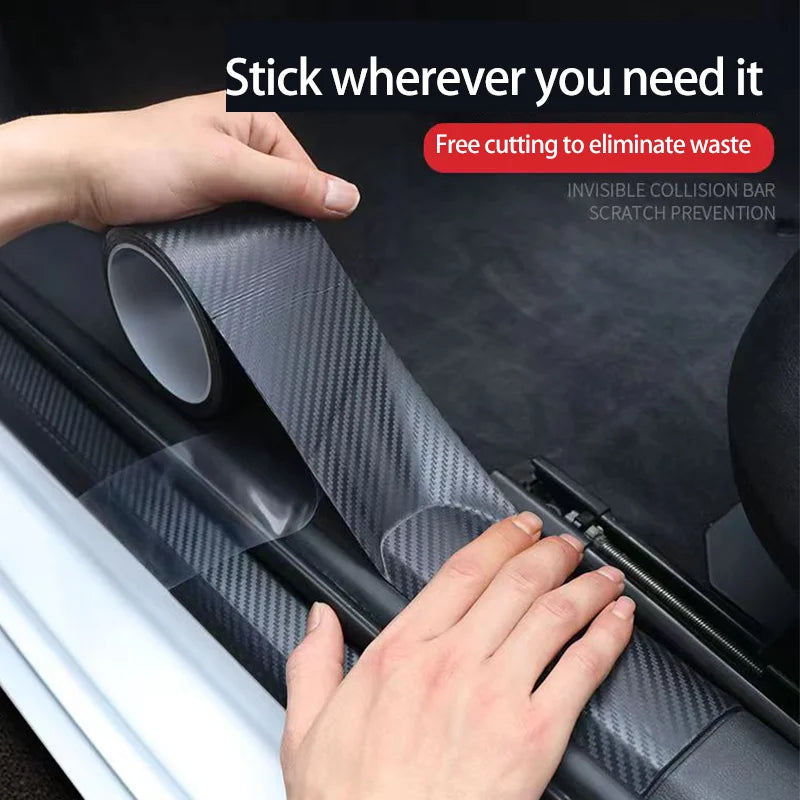 SEAMETAL Carbon Fiber Car Door Sill Edge Protection Film 3D Anti Scratch Waterproof Auto Door Threshold Stickers Qme