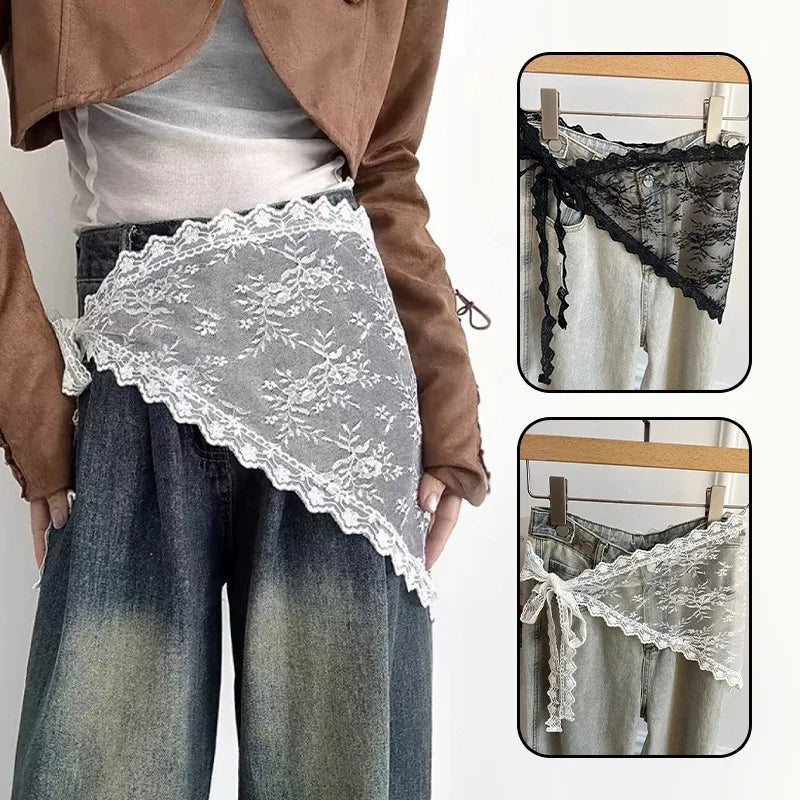 Russian Lace Skirt Fart Curtain Women's Hair Towel Triangle Short Qme