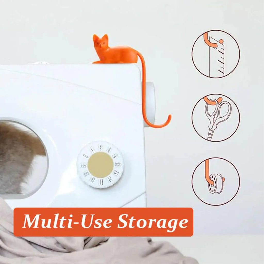 Orange Cat Tail-shaped Adhesive Hook Multi-functional Monitor Desktop Qme